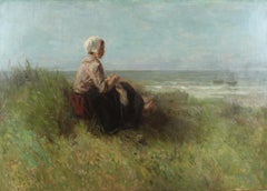 Waiting by Jozef Israëls - Landscape oil painting
