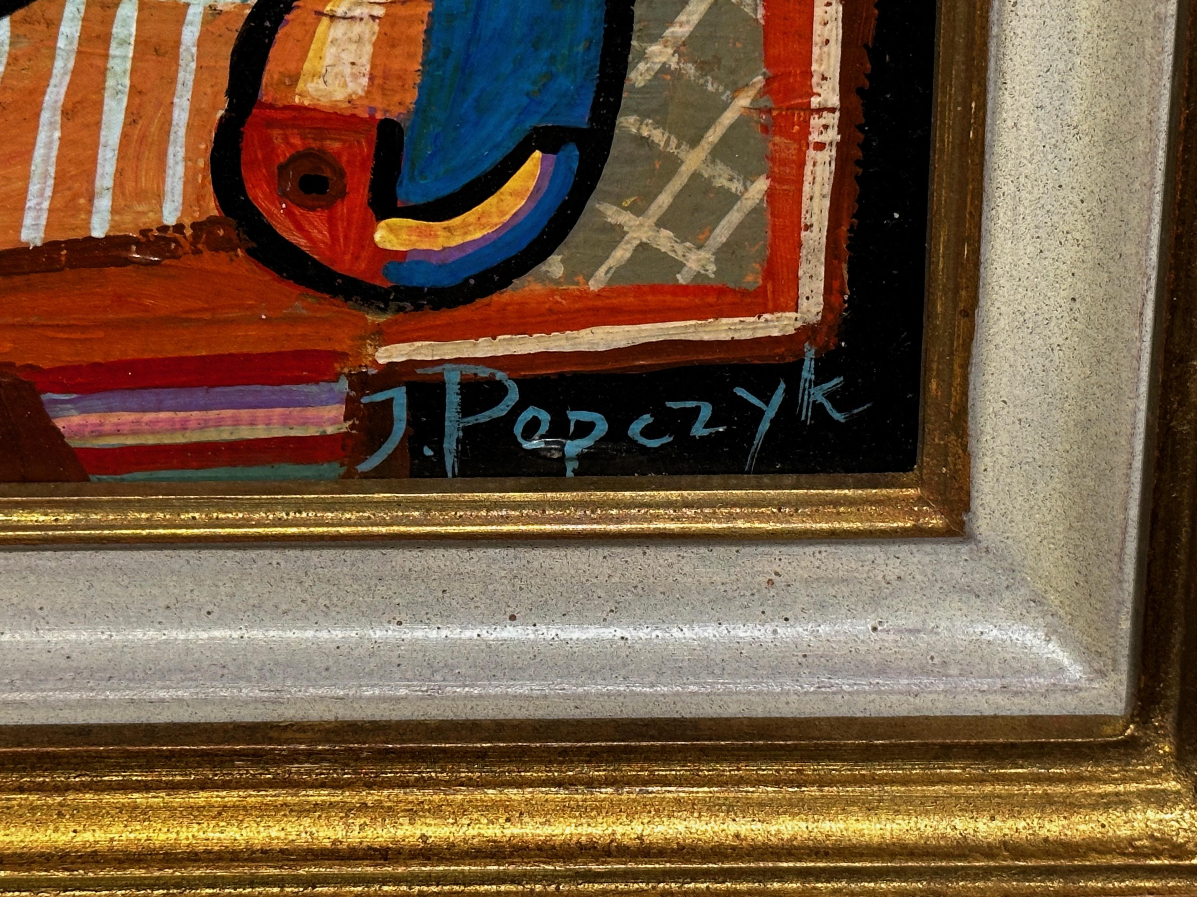 Jozef Popczyk, Kubistisches Art-déco-Stillleben (Holz) im Angebot