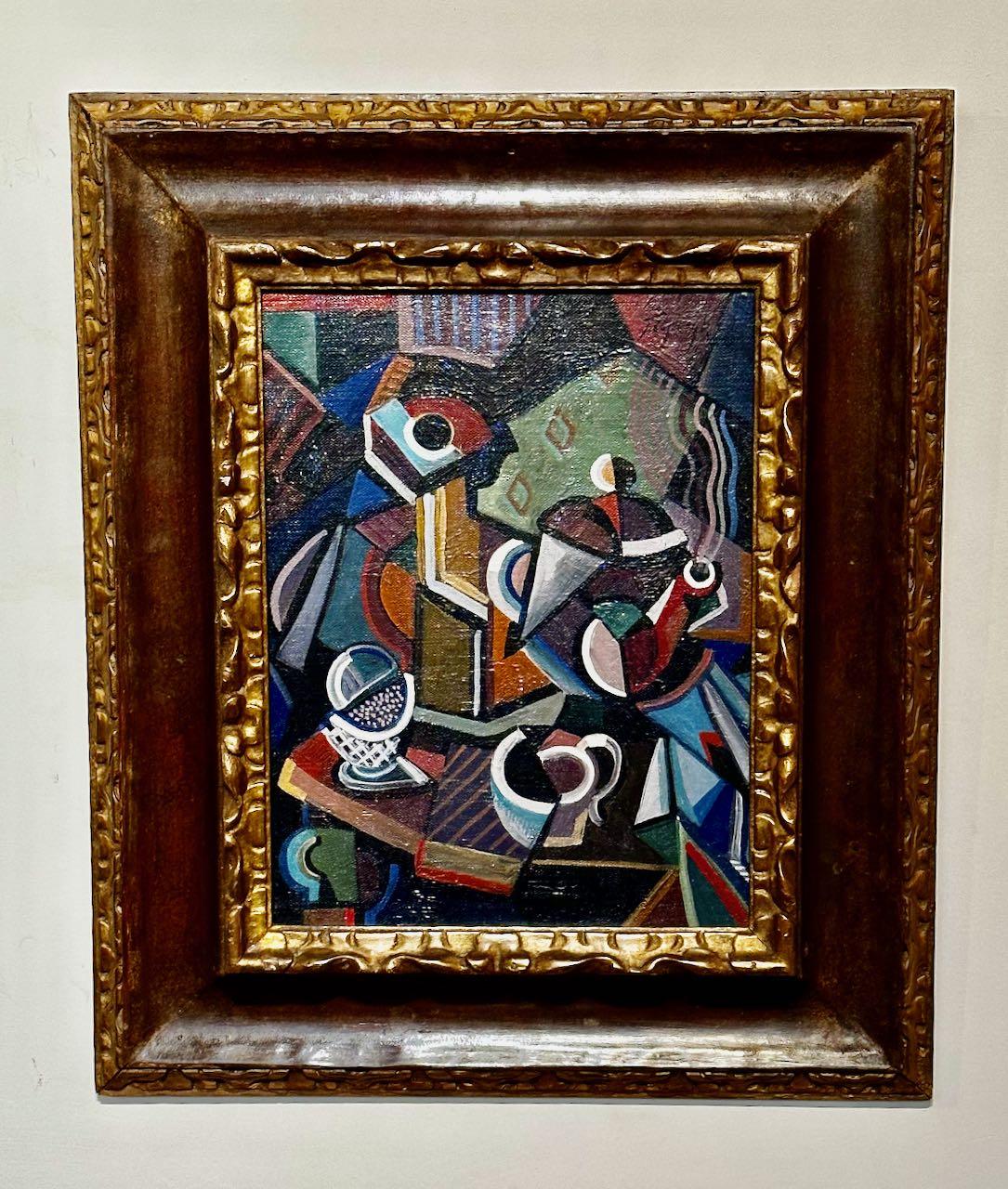 Joseph Popczyk Polish artist known for his vivid palette and love of Cubism, and in this case, the chevrons and wavy patterns of Art Deco can be detected also. The artist was born in Poland and — like many of his contemporaries in Eastern Europe —