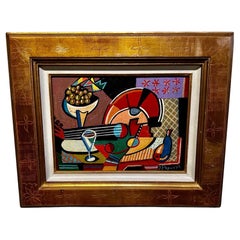 Vintage Jozef Popczyk Cubist Art Deco Painting Still Life
