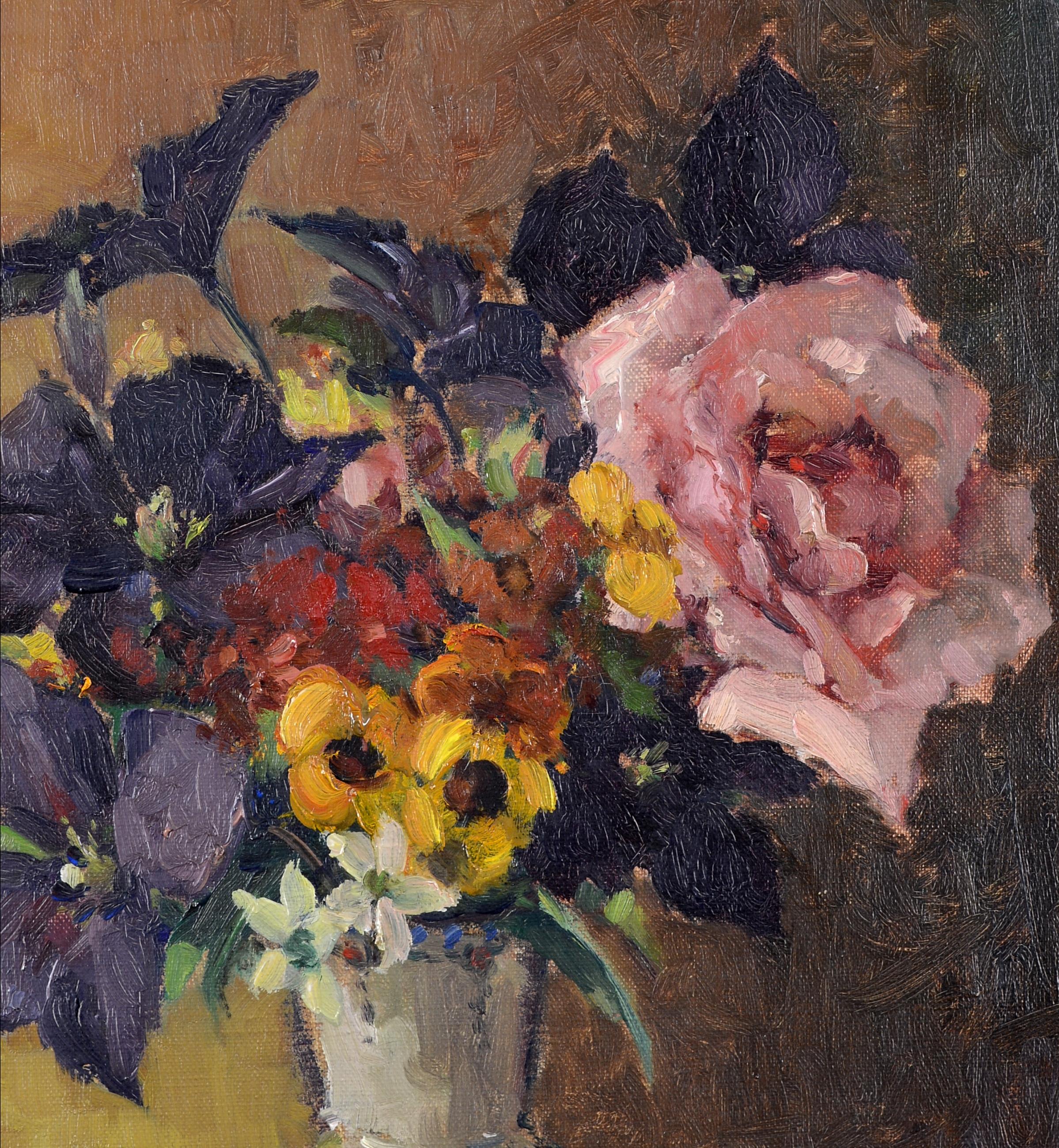 Un bellissimo olio impressionista su tela degli anni '30 che raffigura fiori e rose in un vaso, opera dell'artista belga Jozef Tysmans.

L'opera è in ottime condizioni originali ed è firmata in basso a destra. Un'opera superba e