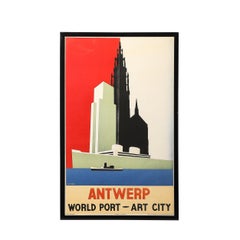 Cartel Litografía Art Déco "Amberes" Puerto Mundial- Ciudad del Arte por Jozef Winters