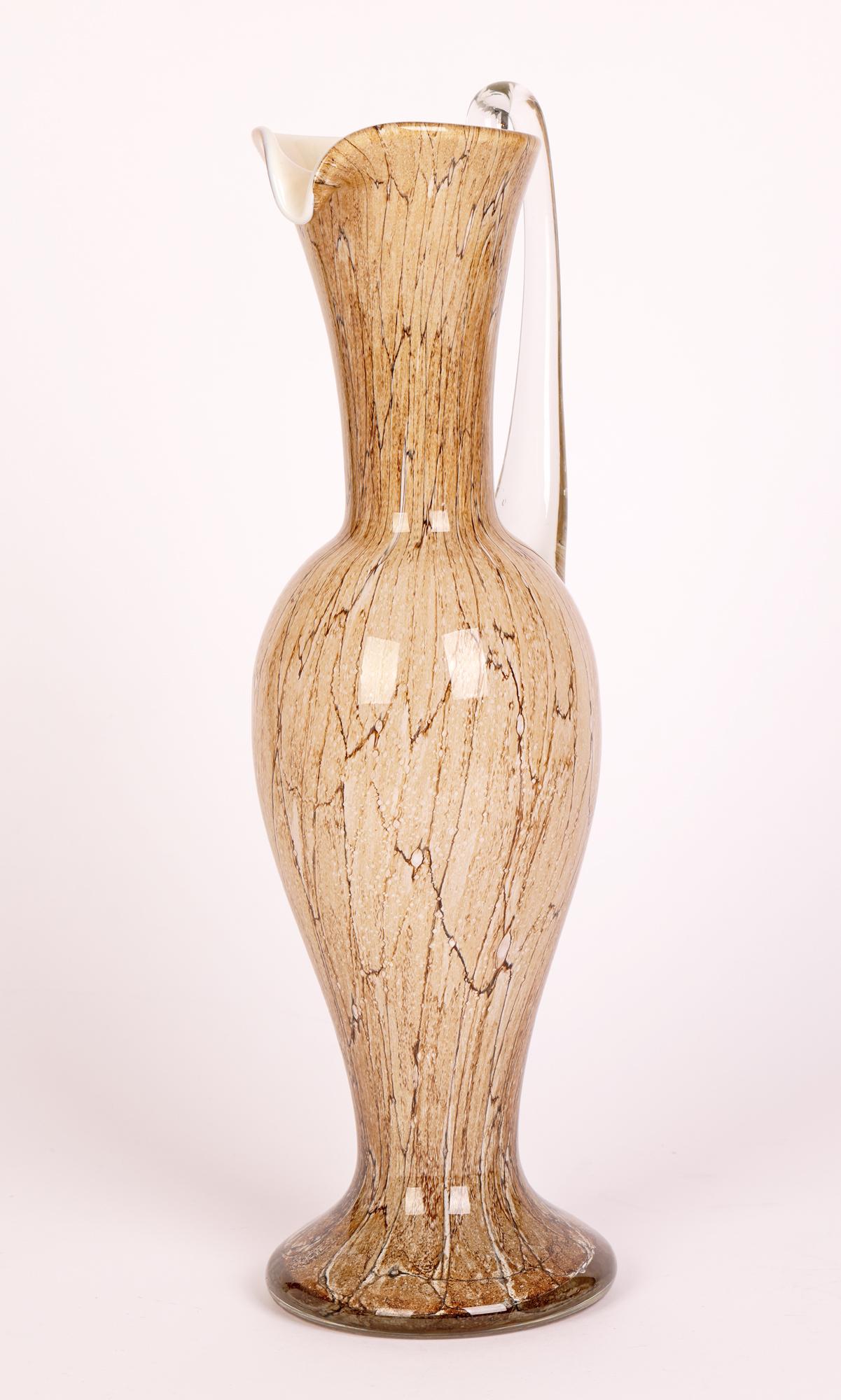 Hand-Crafted Jozefina Glass Works Krosno Polish Vintage Hand Blown Art Glass Jug For Sale