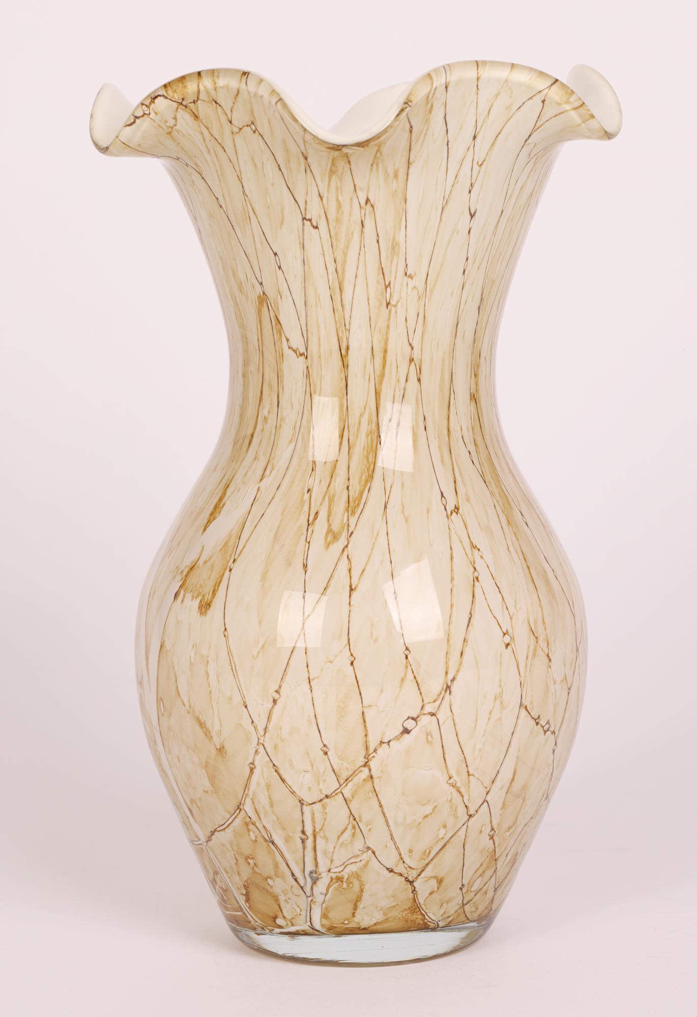 Jozefina Glass Works Krosno Polish Vintage Hand Blown Art Glass Vase For Sale 1