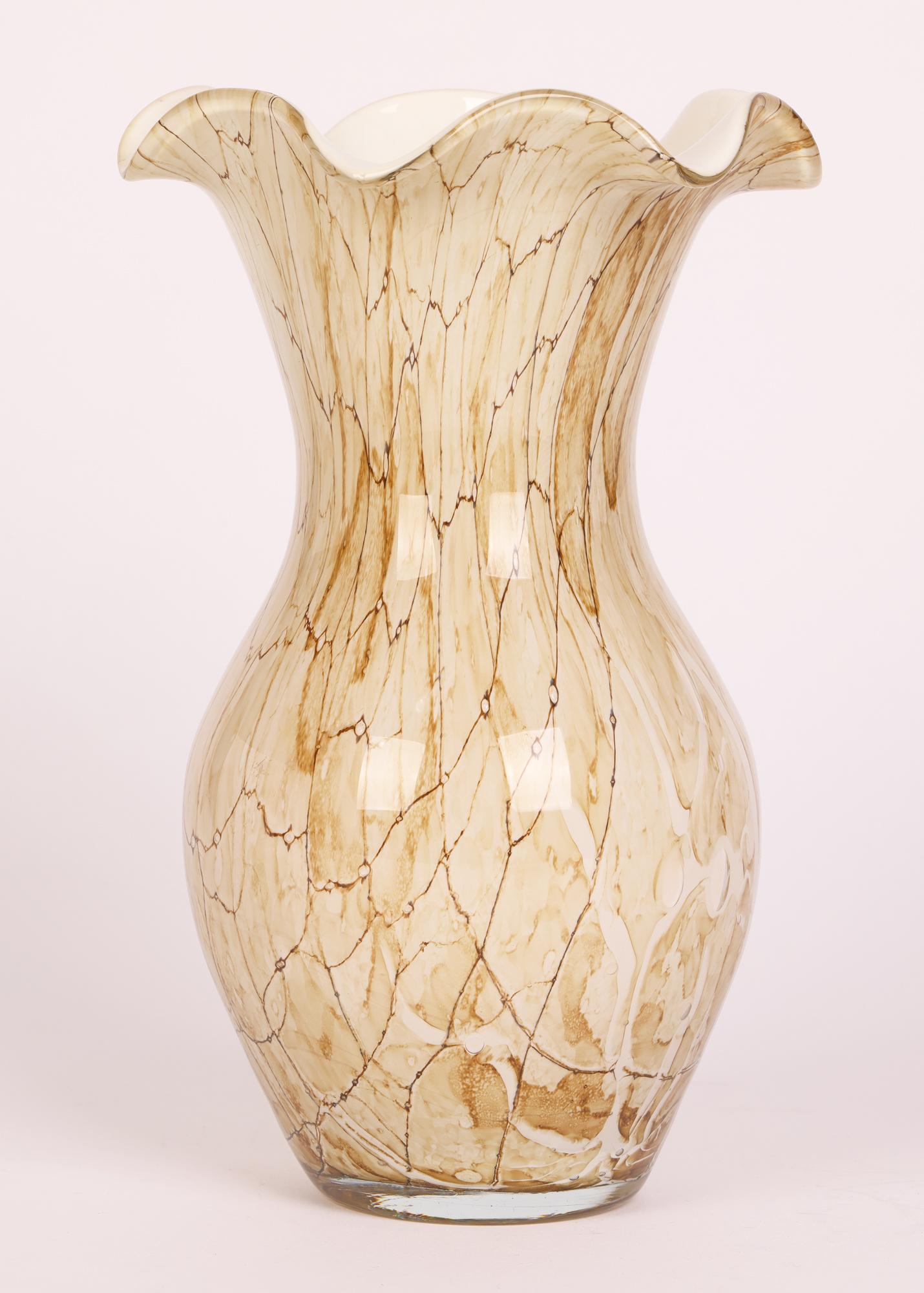 Jozefina Glass Works Krosno Polish Vintage Hand Blown Art Glass Vase 3