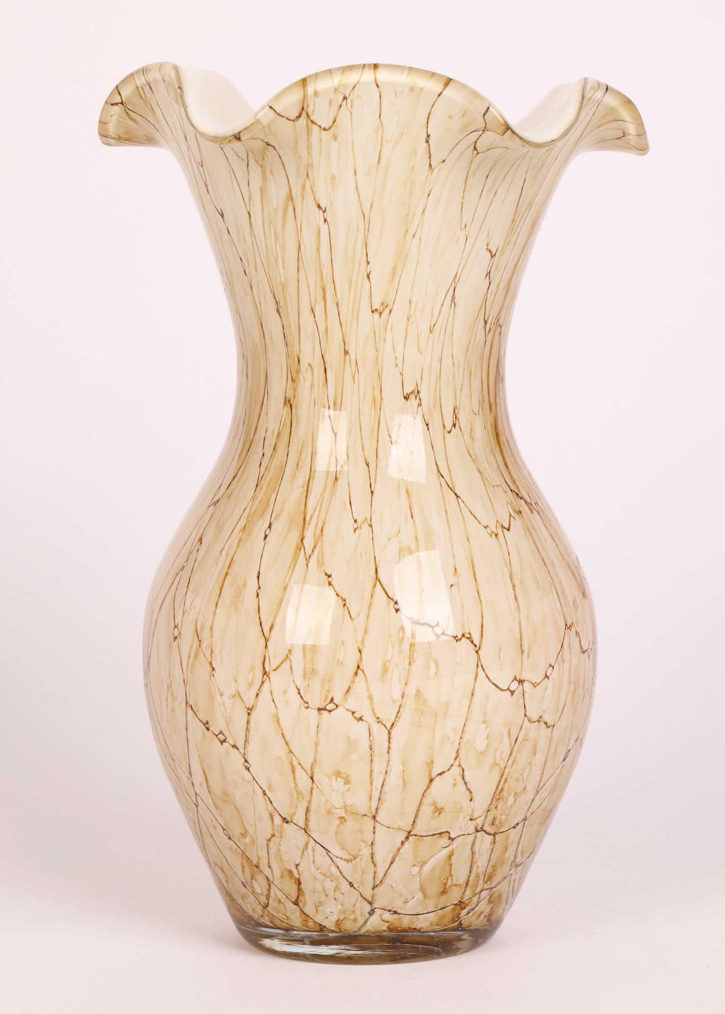 Jozefina Glass Works Krosno Polish Vintage Hand Blown Art Glass Vase In Good Condition For Sale In Bishop's Stortford, Hertfordshire
