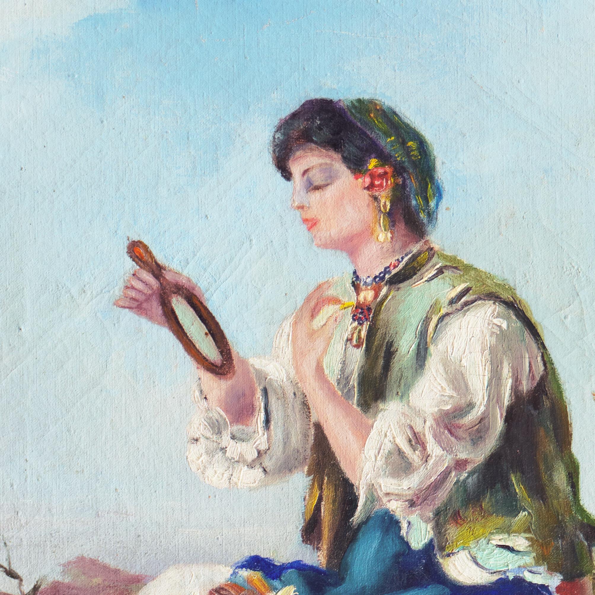 « Jeune femme assise », huile figurative hongroise, Académie Julian, Académie de Genève en vente 2