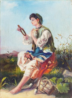 « Jeune femme assise », huile figurative hongroise, Académie Julian, Académie de Genève