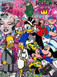 A proposito di Glamour (Mickey Mini Simpson Popeye), dipinto originale di grandi dimensioni