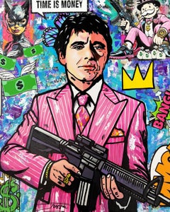 Al Pacino en «Scarface», pintura original sobre lienzo, 76 x 61 cm montada en bastidor