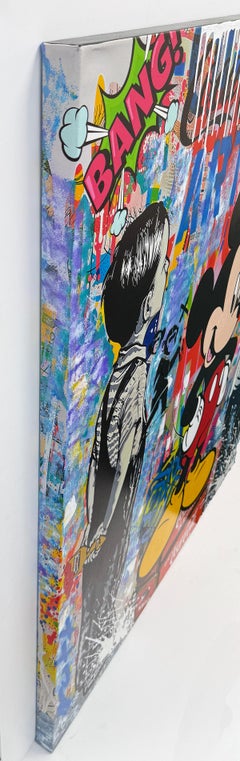 Arte es Amor, Enorme Cuadro Original, Firmado, 60x48 pulg. Estirado, Mickey Mouse