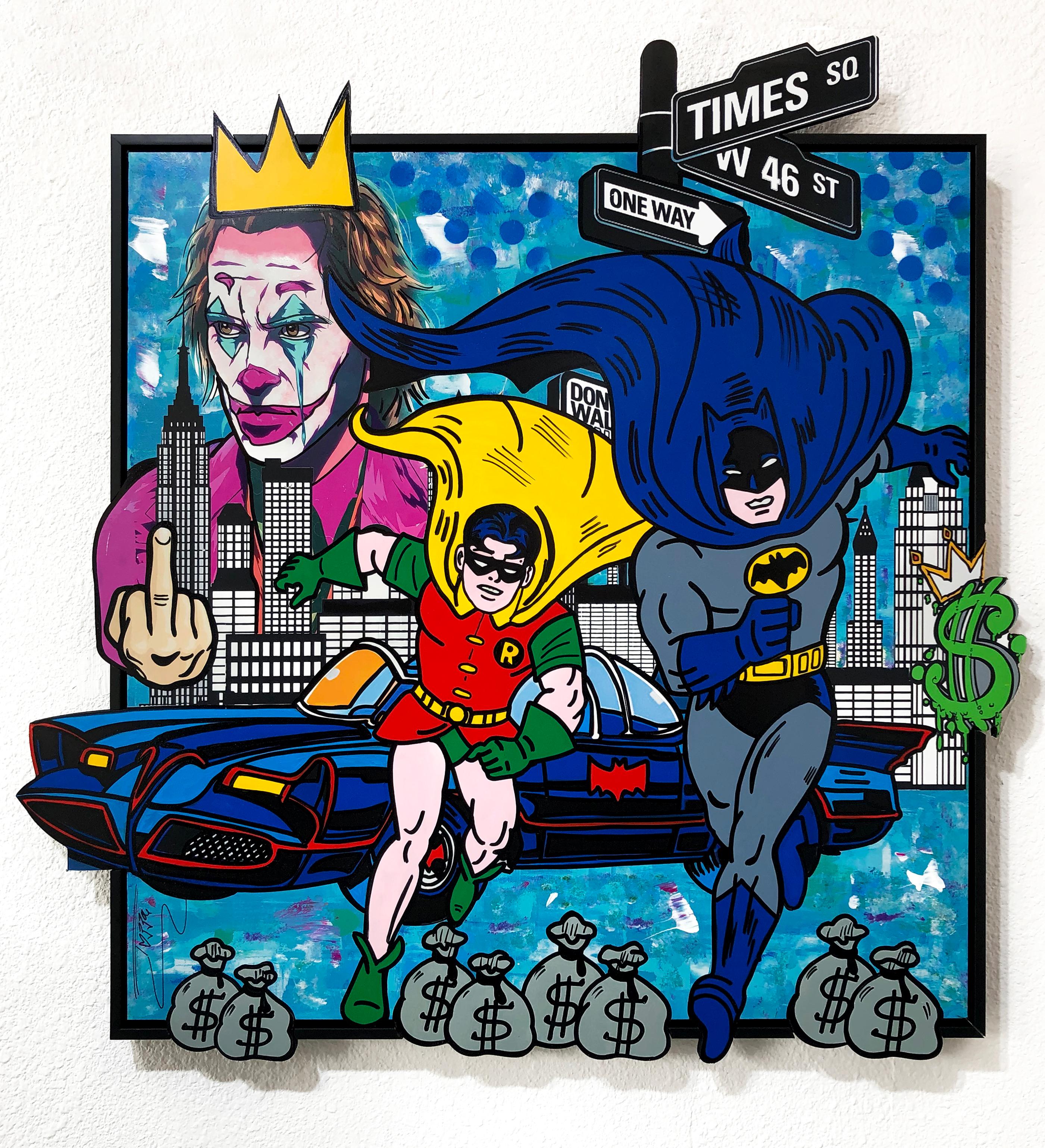 Jozza Portrait Painting - Batman and Robin (original on die cut aluminum)