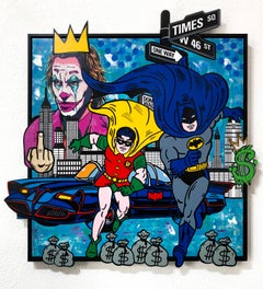 Batman and Robin (original on die cut aluminum)