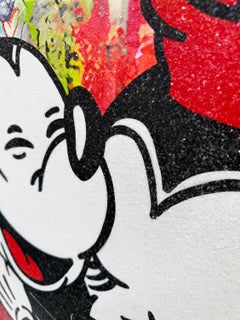 Bigli, Grande peinture originale avec poussière de diamant, 60x48 pouces, Mickey Minnie