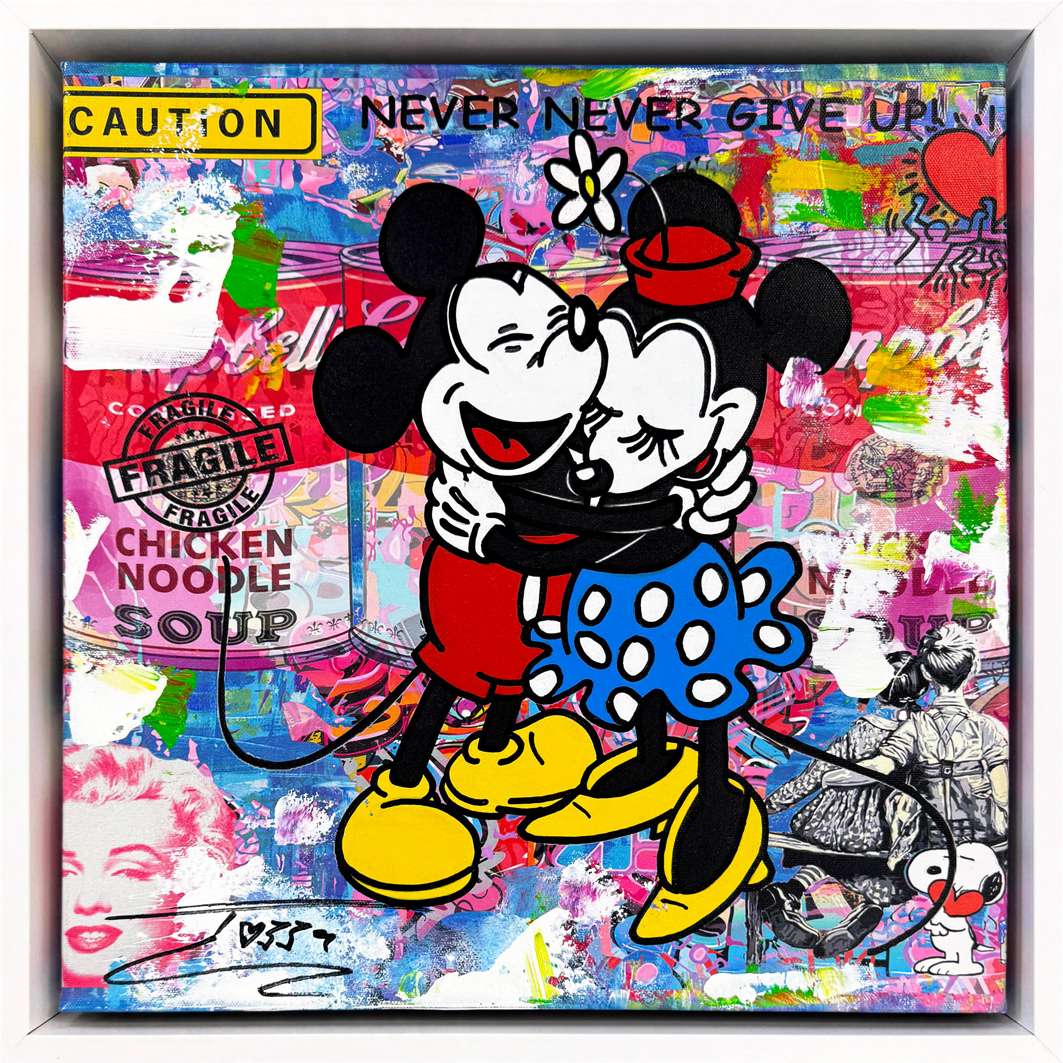 Jozza Figurative Painting – Bigli Umarmung! (Mickey Minnie Mouse), Originalgemälde
