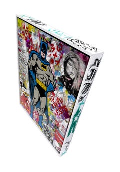 Caped Crusader (Batman), original painting with custom painted frame