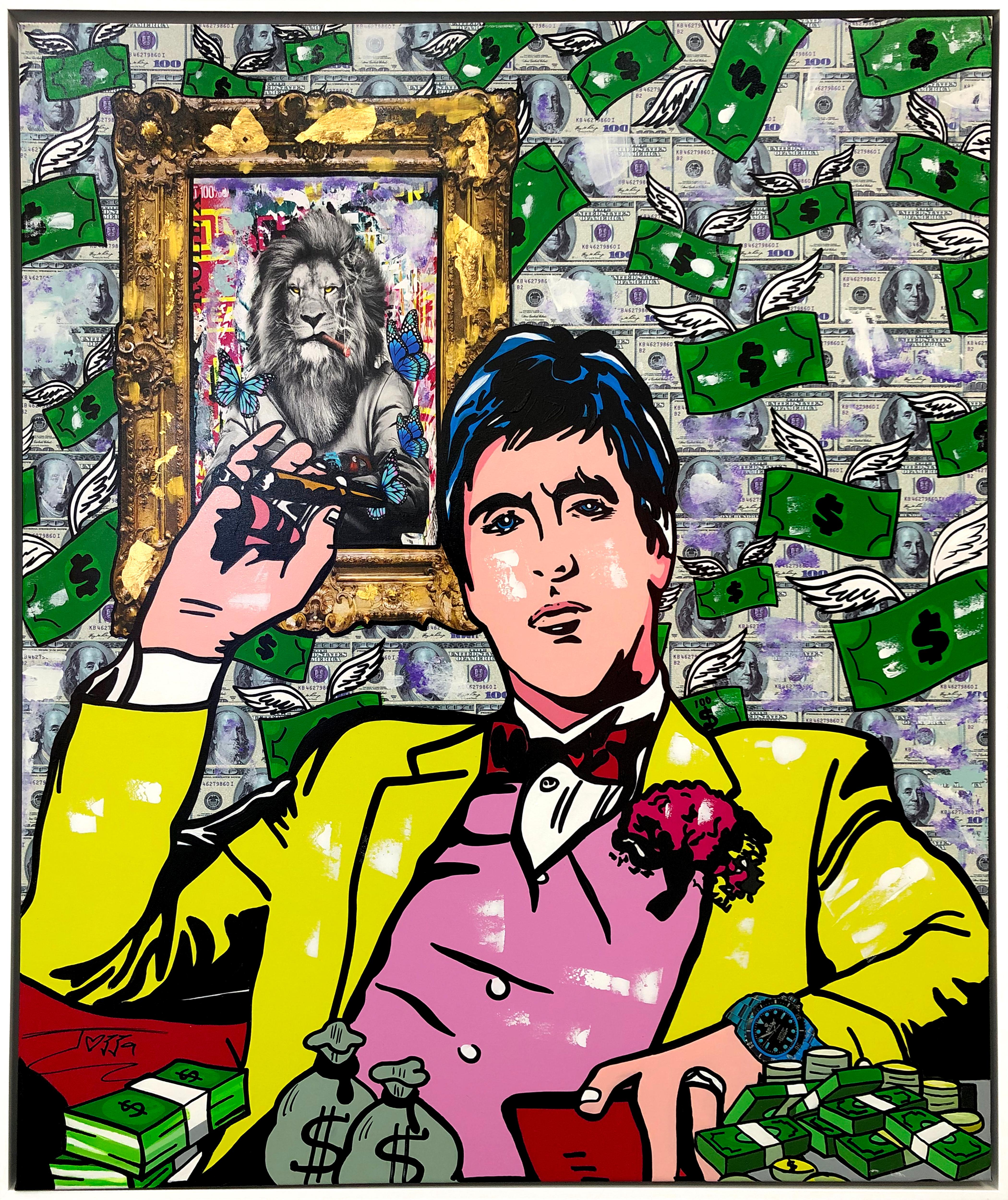 Jozza Portrait Painting - Cash Only (Al Pacino Scarface), large original painting