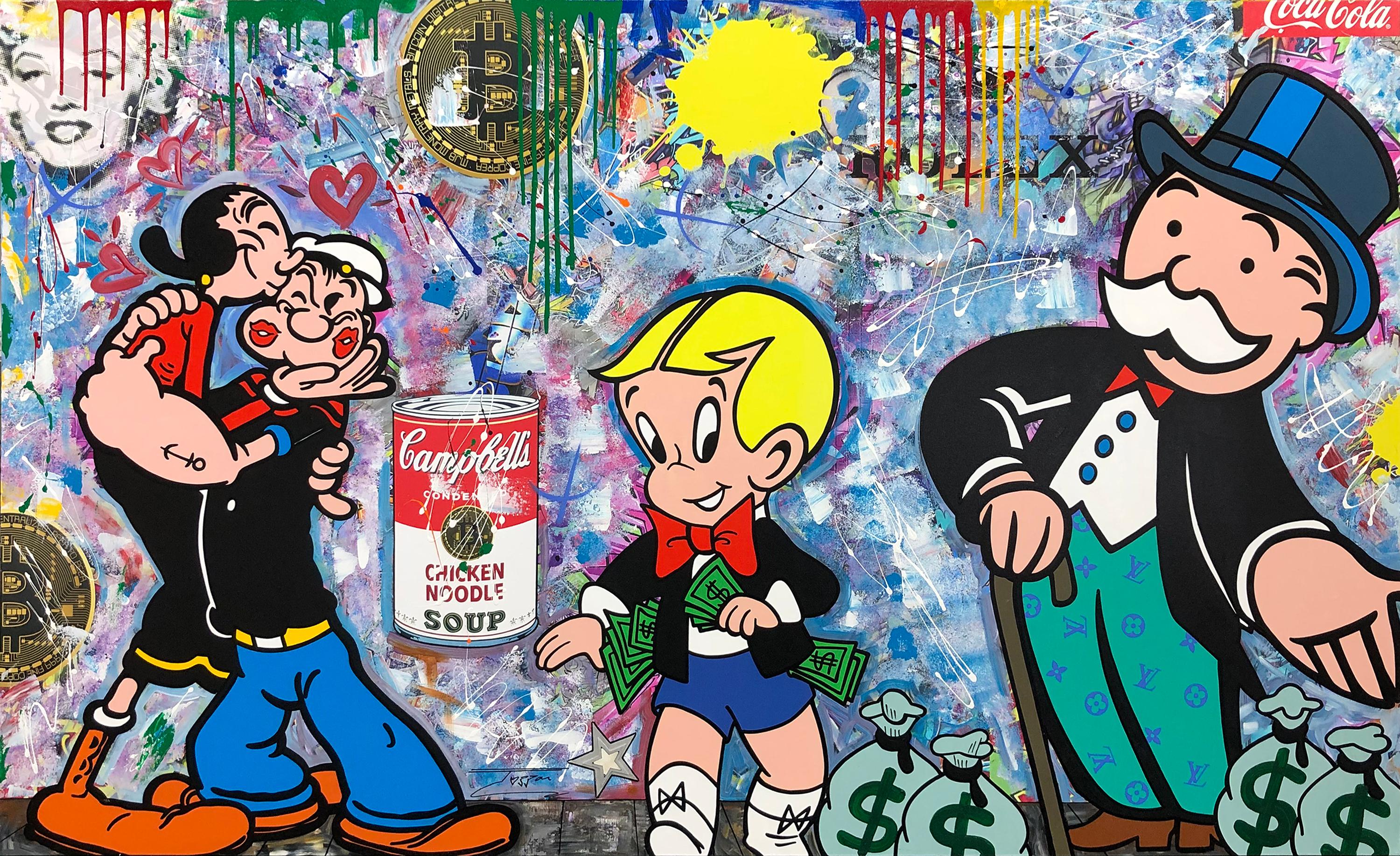 Figurative Painting di Jozza - SOLO CONTANTI (MONOPOLIO RICHIE RICH)