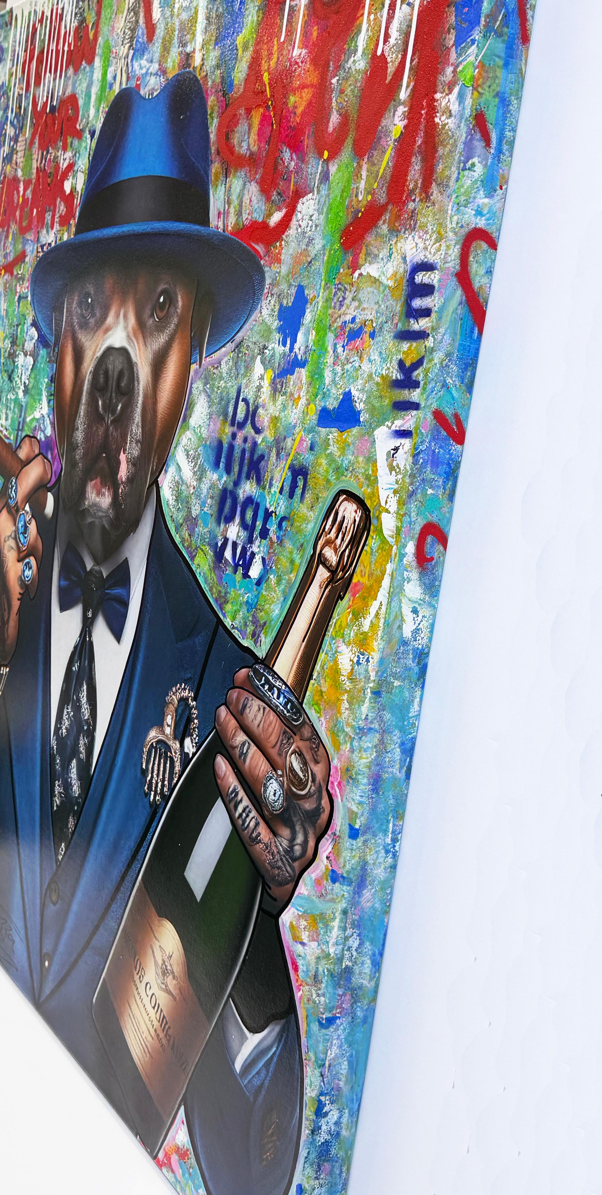 Champagner und Bling! (großes Originalgemälde auf Leinwand) – Painting von Jozza