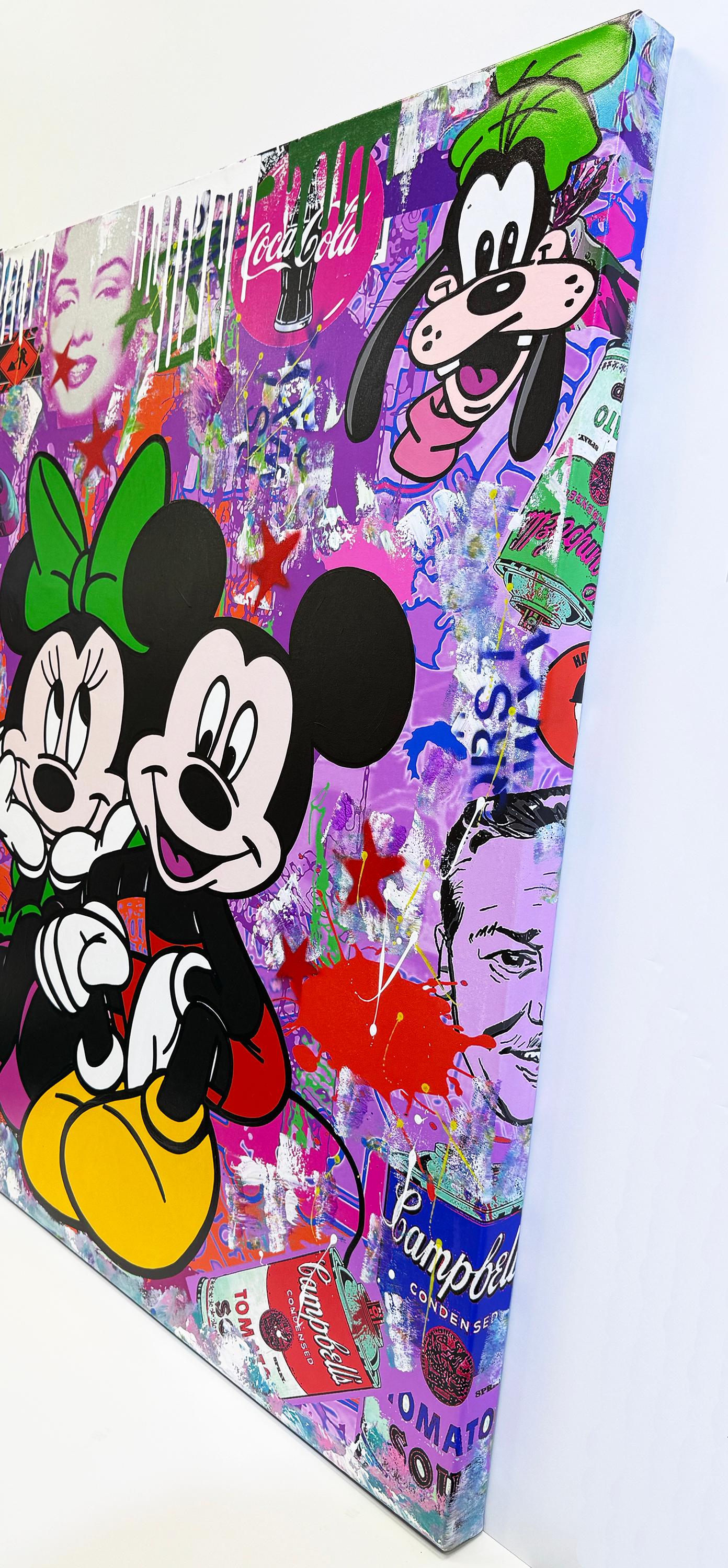 Contemplation (Mickey Minnie Mouse), large original painting - Painting by Jozza