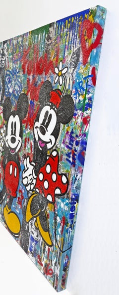 Follow Your Dream (Mickey Minnie Mouse), original painting with diamond dust