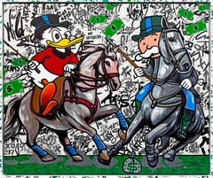 High Stakes Match (Monopoly), großes Originalgemälde mit individuell bemaltem Rahmen