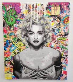 JOZZA 'CHANEL N.5' ACRILICO ORIGINALE CON POLVERE DI DIAMANTE SU TELA 48'X40