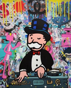 JOZZA « DJ MONOPOLY » ACrylique ORIGINAle SUR CANvas 24 X 30