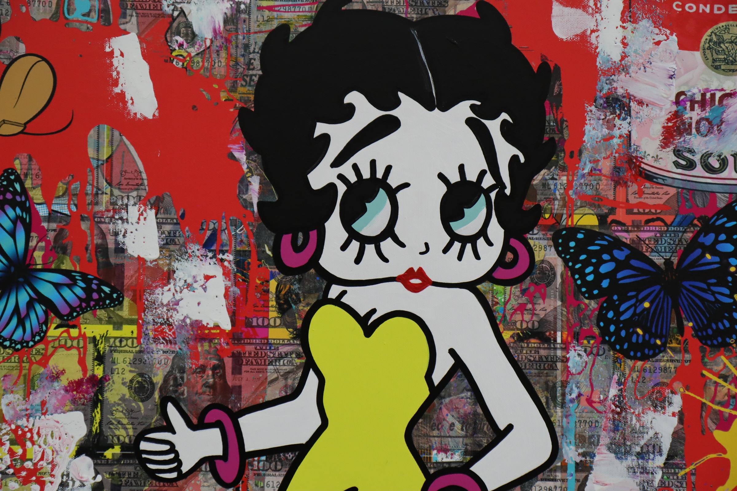 JOZZA, 'FLYING HIGH' ORIGINAL MIXED MEDIA ACRYLIC CANVAS, 2024, 24
