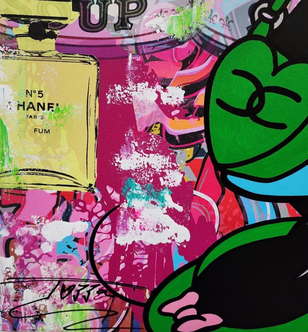 JOZZA „GREEN BAG“ 24 X 30 ORIGINAL ACRYLIC ON CANvas (Pop-Art), Painting, von Jozza