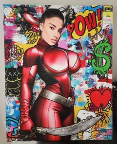 Jozza Original Acrylique sur Toile "Athéna, la déesse de la guerre" 30 x 24