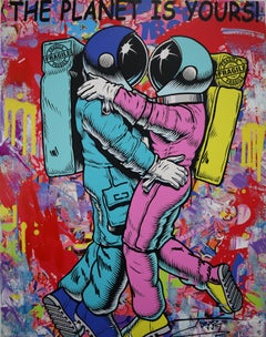 Jozza Acrílico original sobre lienzo "Mi planeta" 30 x 24