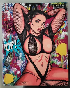 Acrilico originale su tela di Jozza "Siri - Centerfold" 30 x 24