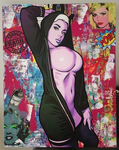 Jozza Acrilico originale su tela "Siri, Pow" 30 x 24