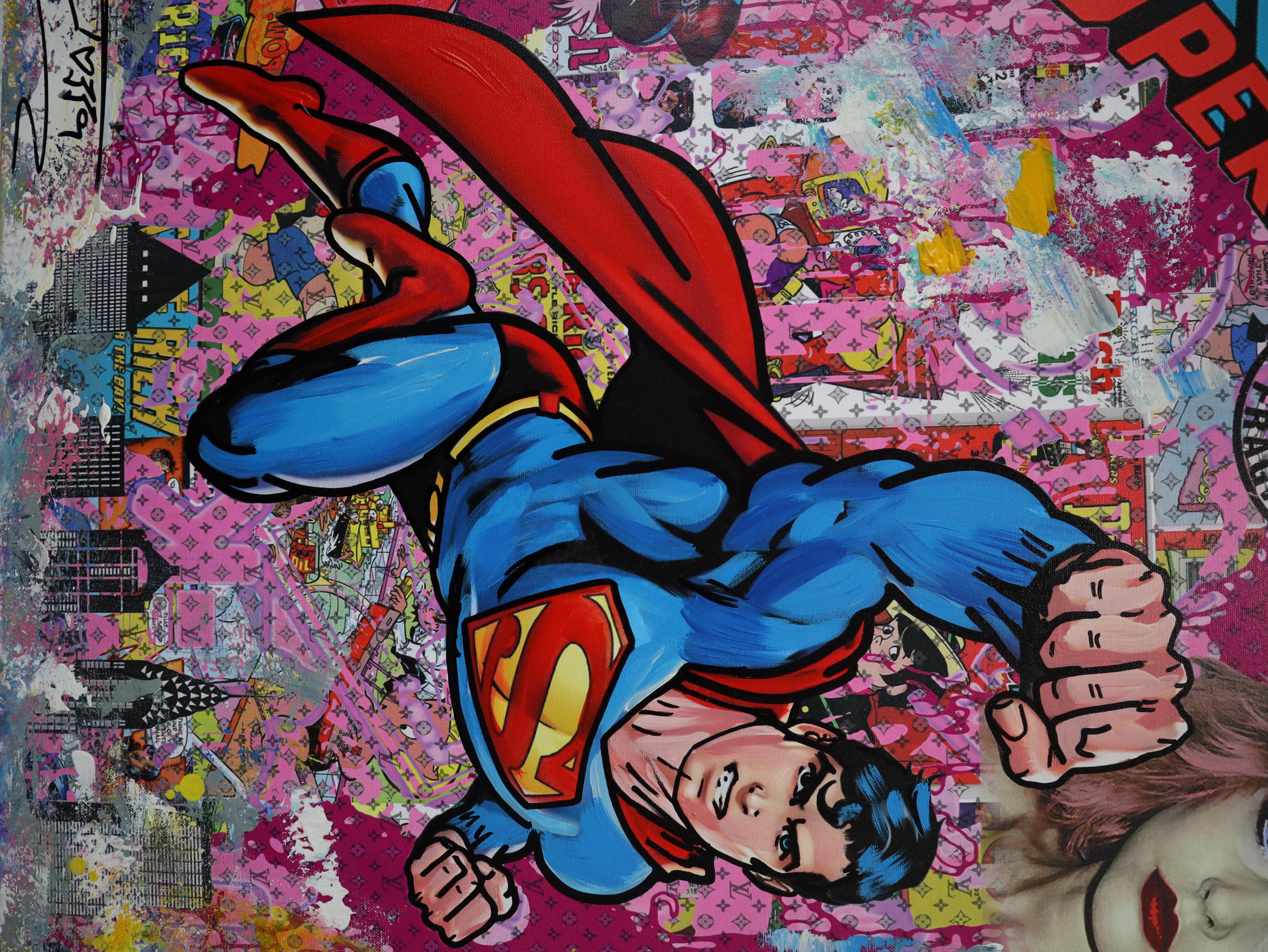 Jozza Original Acryl auf Leinwand „Super Day“ 30 x 24 im Angebot 2