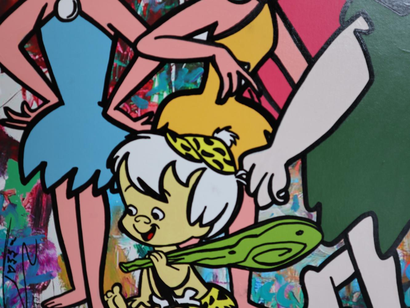 JOZZA, 'THE FLINSTONES' TELA ACRILICA A TECNICA MISTA ORIGINALE, 2024, 24