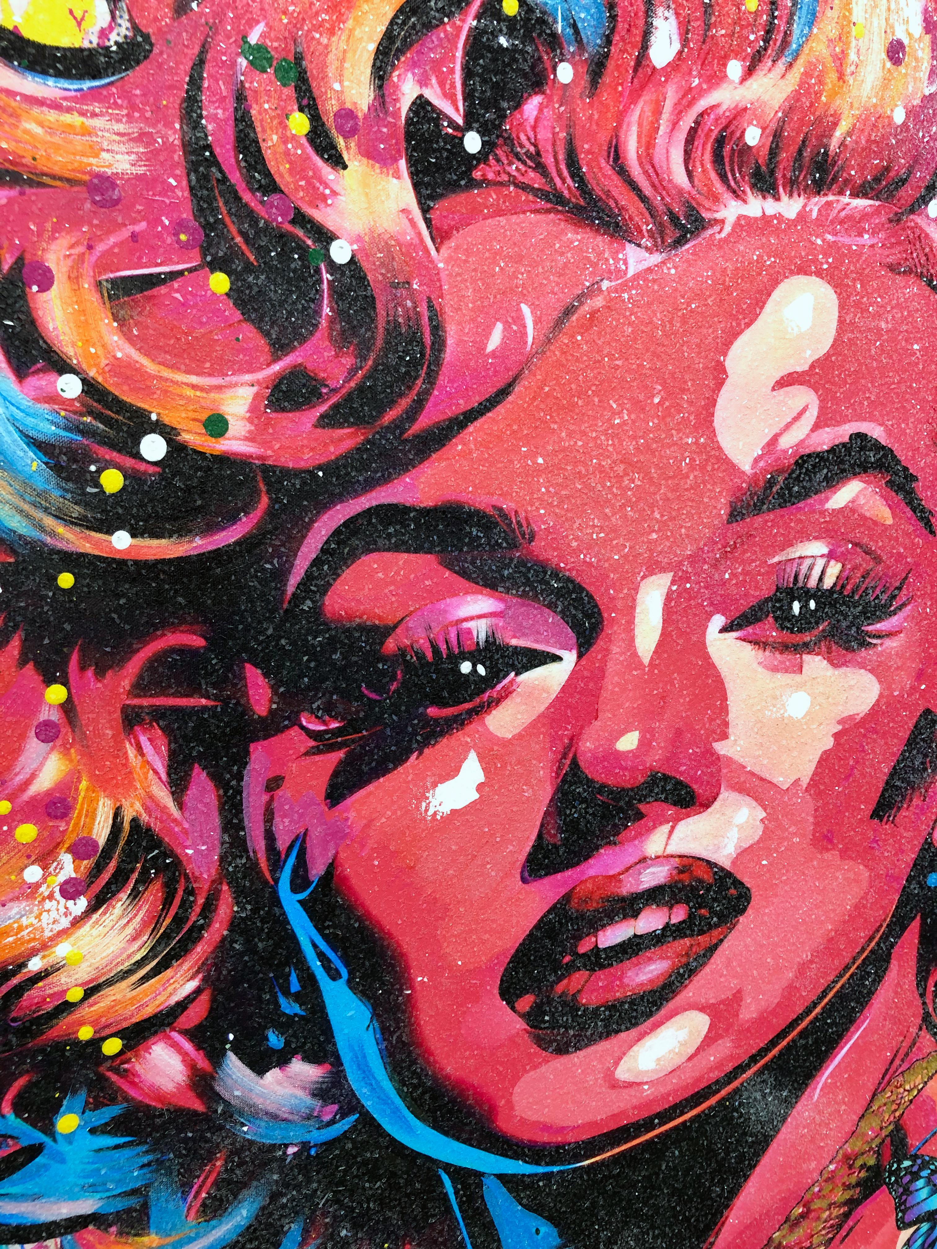 Momentos mágicos (Marilyn Monroe), pintura original con polvo de diamantes - Painting de Jozza