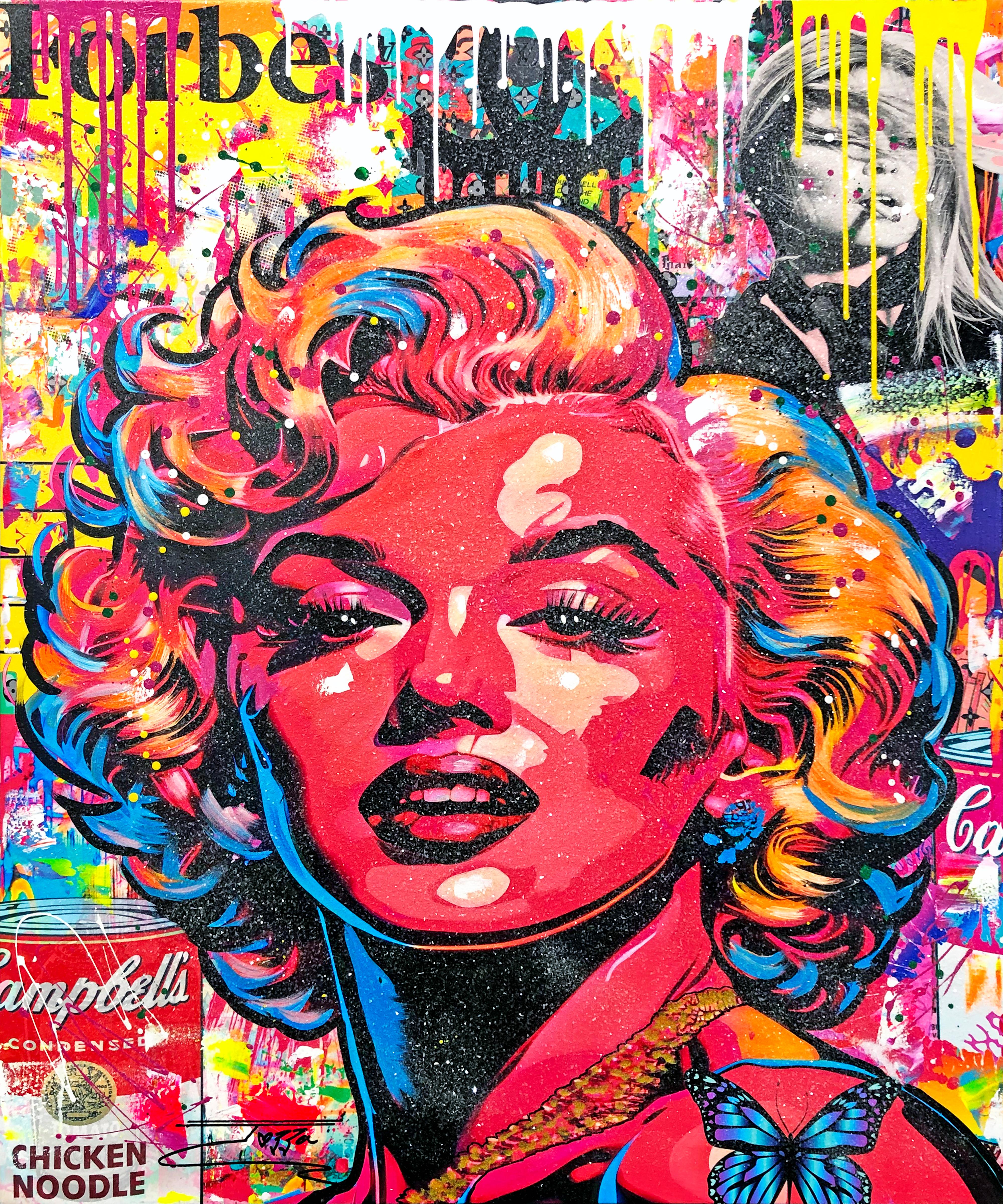 Portrait Painting de Jozza - Momentos mágicos (Marilyn Monroe), pintura original con polvo de diamantes