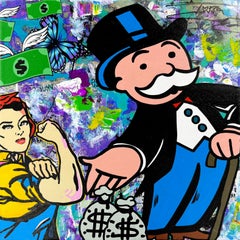 Money Bags (Monopoly), framed original painting