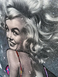 Vestido de fiesta!, Enorme pintura original con polvo de diamantes, 60x48 pulgadas, Marilyn