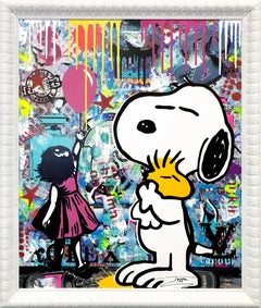 Palloncino rosa (Banksy Snoopy), quadro originale di grandi dimensioni