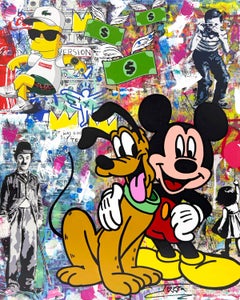 Pink Balloon (Mickey Mouse), original painting on canvas