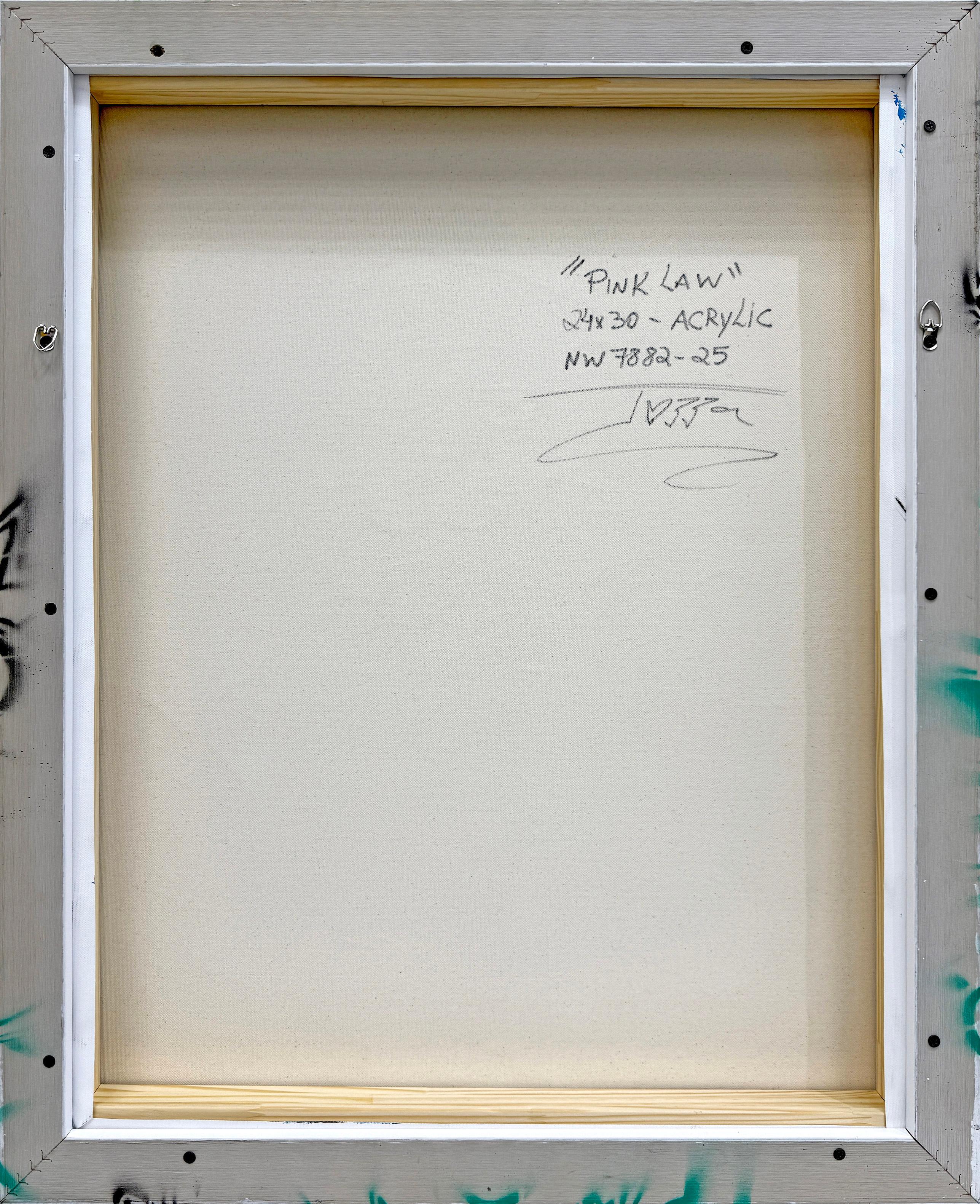 Pink Law (Pantera Rosa), dipinto originale con cornice personalizzata - Painting di Jozza