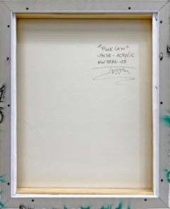 Pink Law (Pink Panther), original painting with custom painted frame