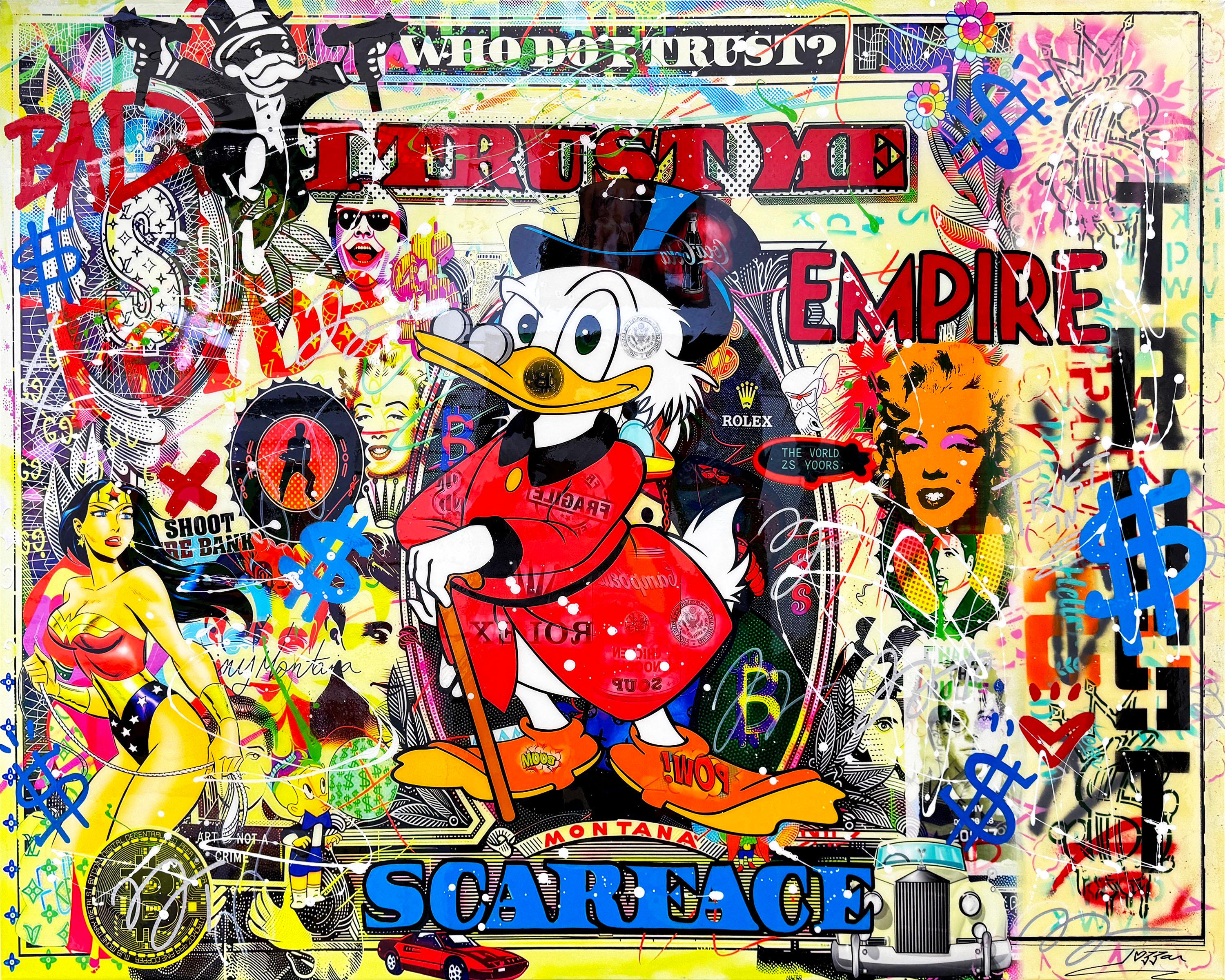 L'empire de Scrooge ! Immense peinture originale Coates avec résine, 48x60 pouces, McDuck