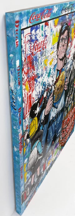Super Coin! Huge Original Painting on Canvas, Signed, 60x48 in. Stretched
