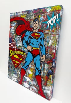 Super Day! Original Acrylic Painting on Canvas, Signed, 30x24 in, Superman