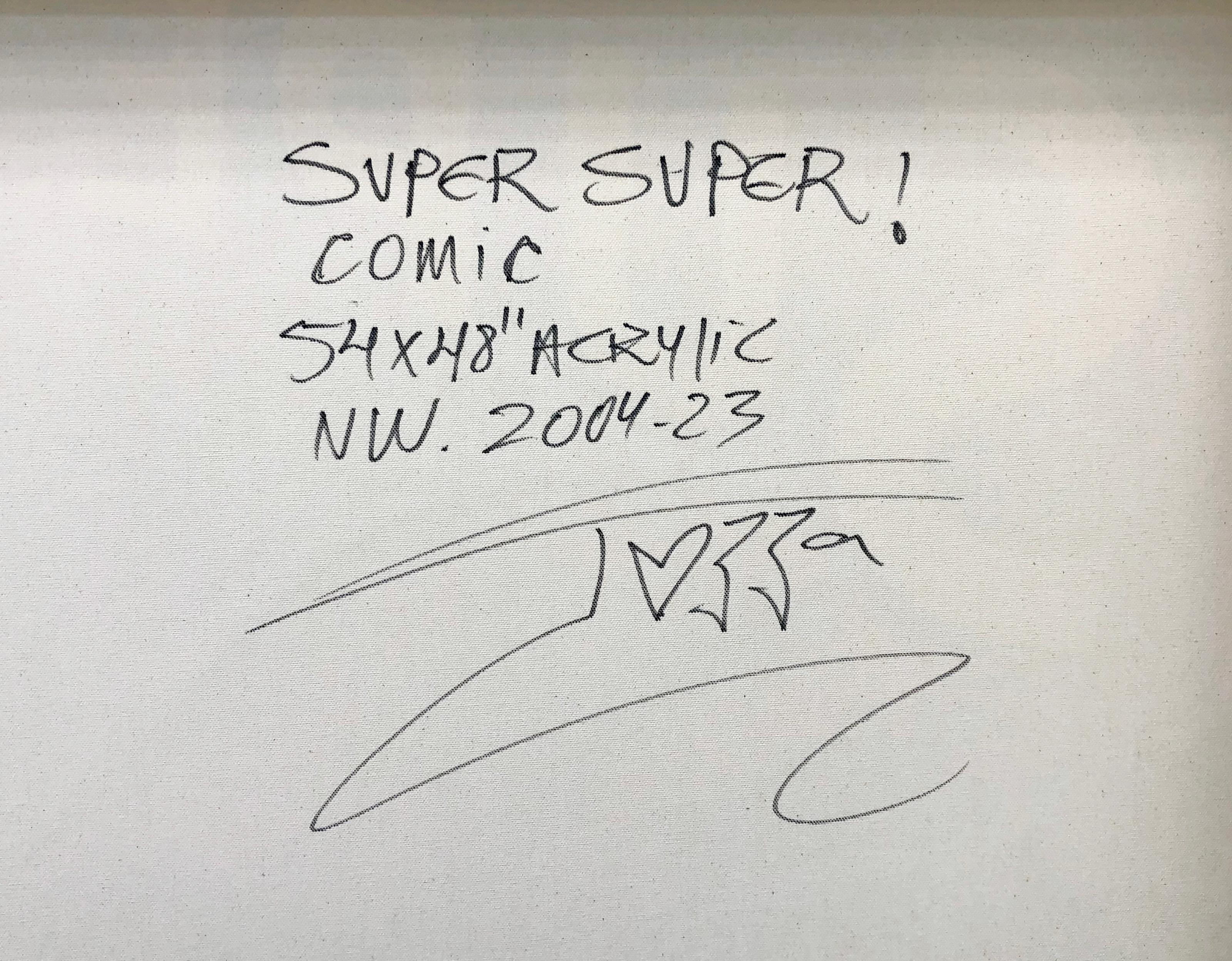 Super Super! Fumetto (Superman), dipinto originale di grandi dimensioni - Painting Street Art di Jozza