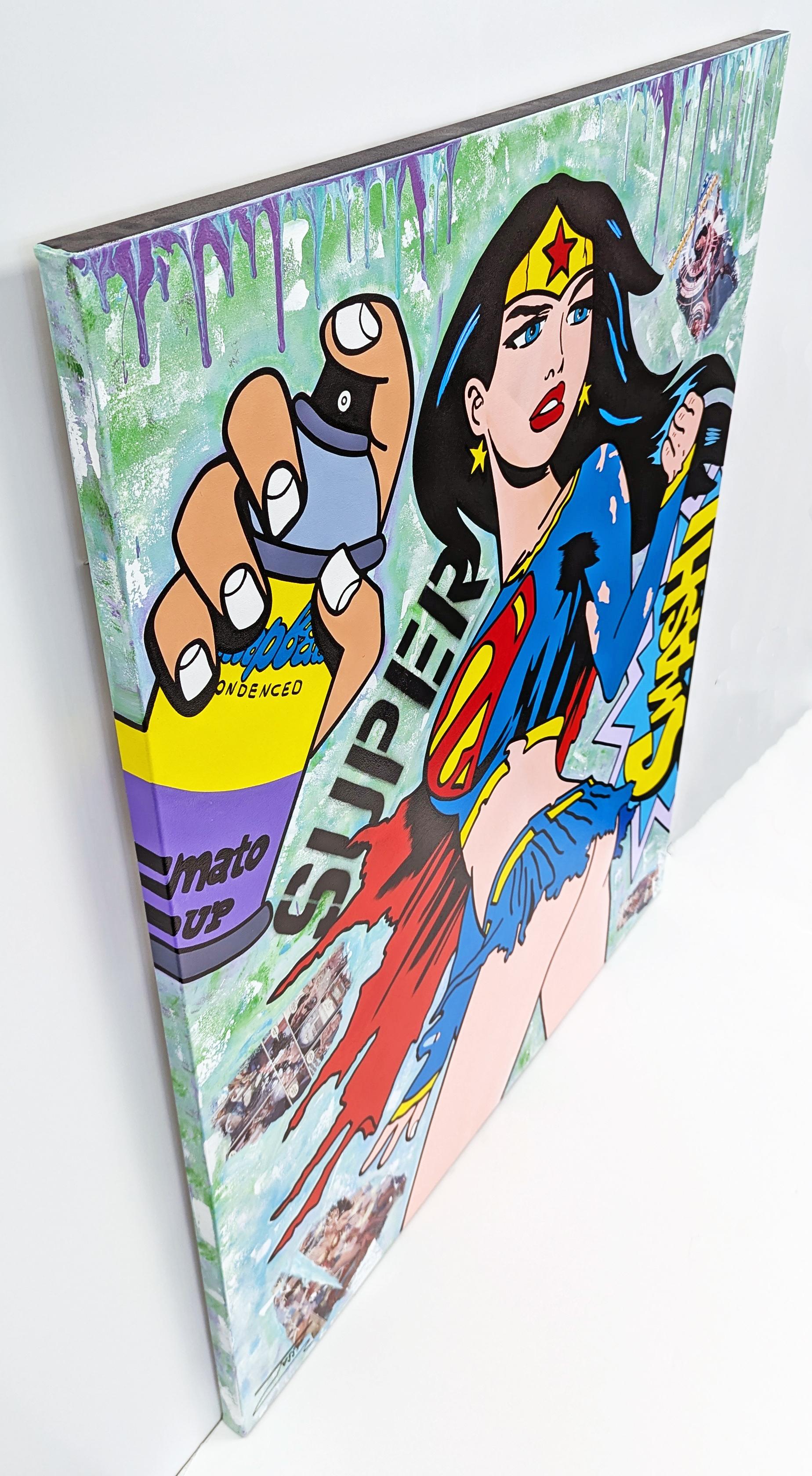 Super Woman (cuadro original enorme) - Painting de Jozza