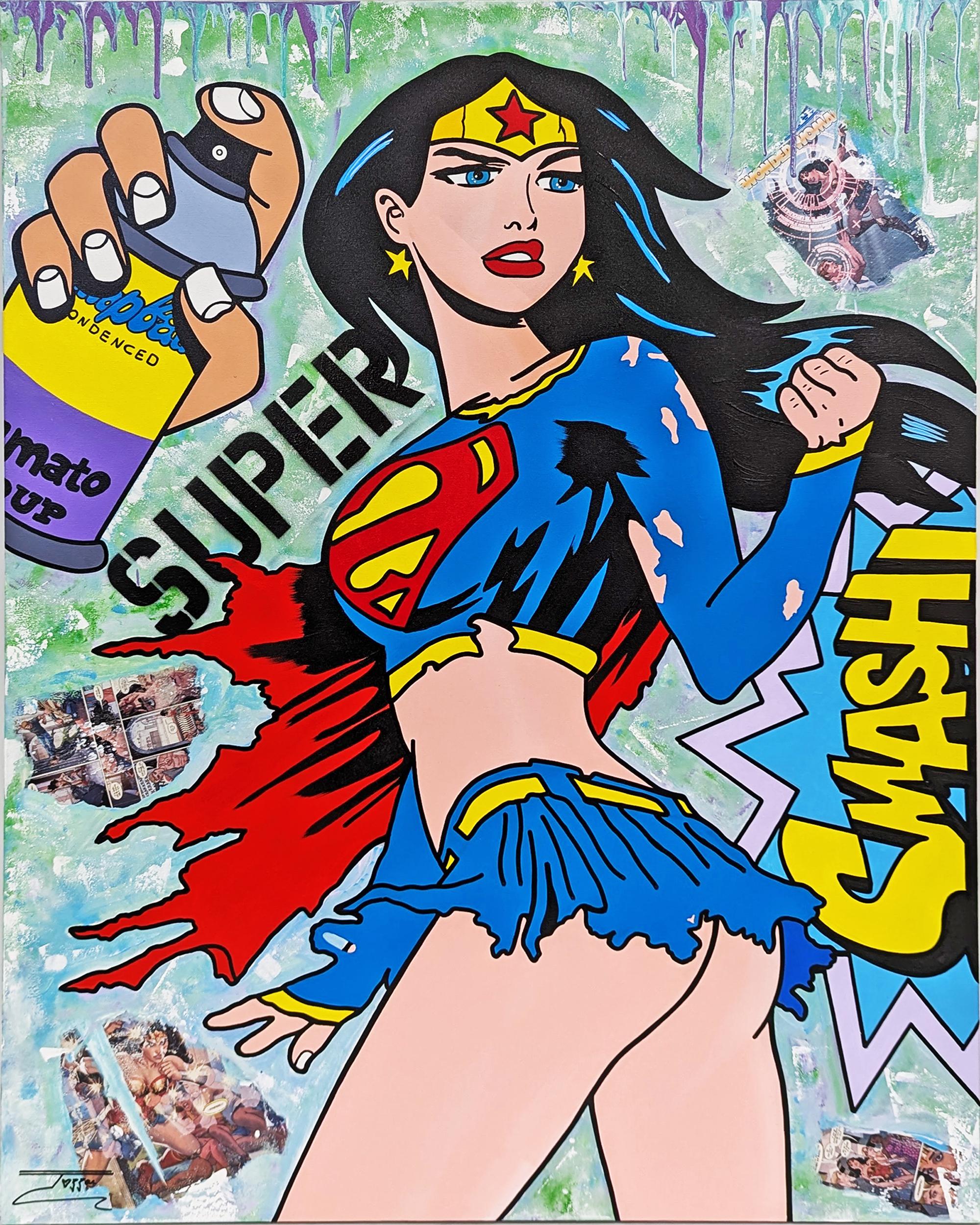 Figurative Painting de Jozza - Super Woman (cuadro original enorme)